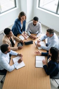 business, meeting, office, teamwork, colleagues, discussion, professional, diversity, table, collaboration, corporate, strategy, workplace, planning, group, communication, leadership, success, bright, focus